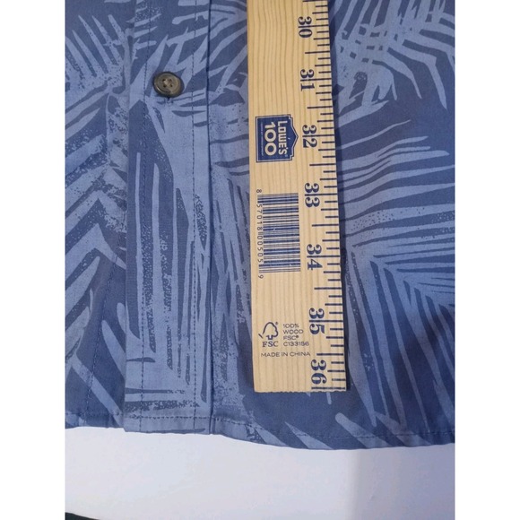 Men's HB Button Down Shirt 4XLT Floral Print Blue - Picture 6 of 6